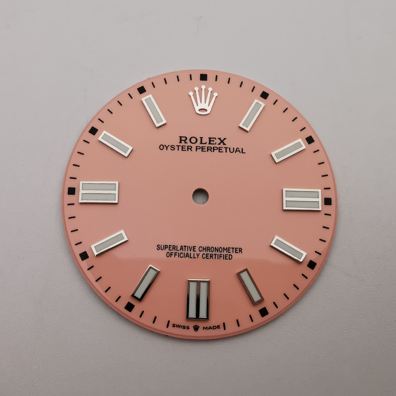 Pink Color Watch Dial For 41mm Rolex Oyster Perpetual 124300 Compatible With 3230 Movement