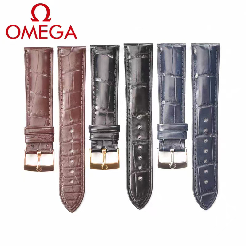 Top Genuine Alligator Watch Strap For Omega Speadmaster Seamaster DE VILLE Watches Aftermarket Watch Parts Replacements 