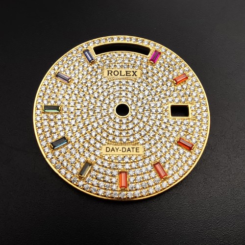 Customized Full Diamonds Watch Dial For 36mm Rolex Day-Date 118238 Fits 3155 Movement Luxury Watch Parts 