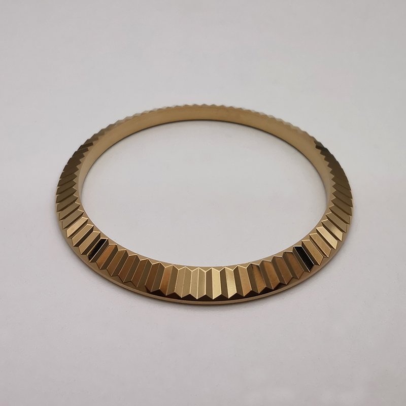 904L Gold Color Fluted Watch Bezel For 41mm Rolex Datejust 126333, Aftermarket Watch Parts