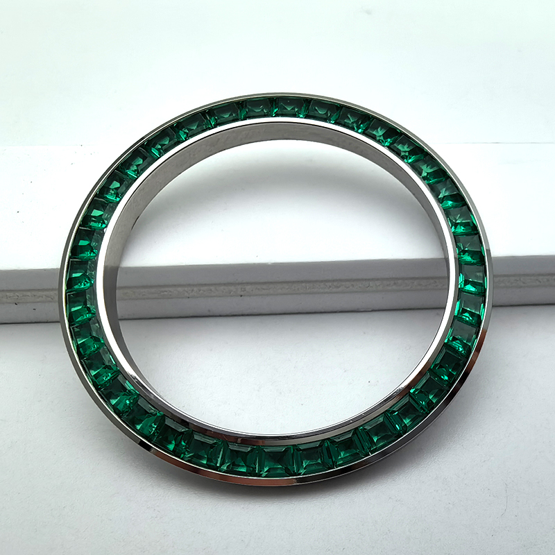 Customized Green Watch Bezel Setting With Lab Gems For Rolex Daytona Generic Watch Parts