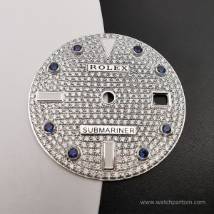 Customized Full Diamonds Watch Dial For Rolex Submariner Fit to 3135 Movement Luxury Watch Parts