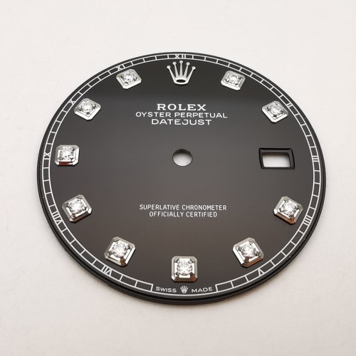 Black Watch Dial With Diamond Index For 41mm Rolex Datejust 126334, Fits to 3235 Movement Aftermarket Watch Parts 